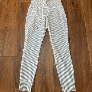 Halara Size S Ankle Pants Striped Black White With Pockets Drawstring